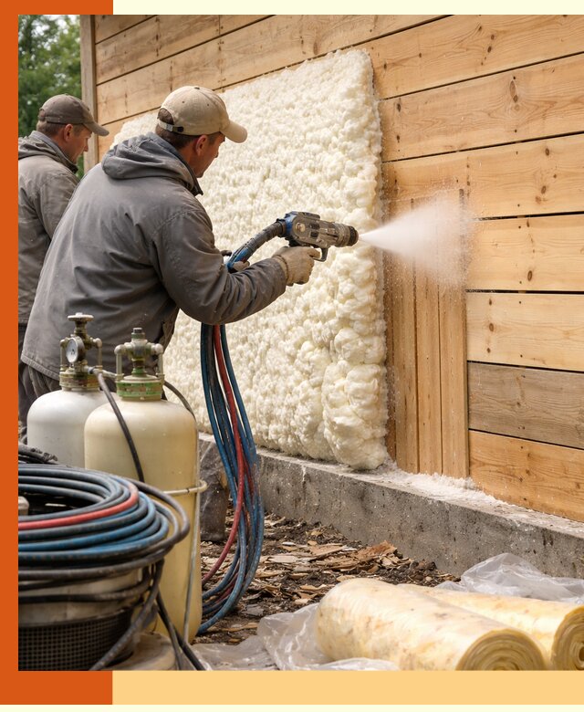 Утепление деревянного дома пенополиуретаном в Узловой
