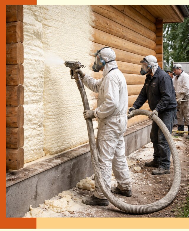 Утепление дома из бруса пенополиуретаном в Узловой