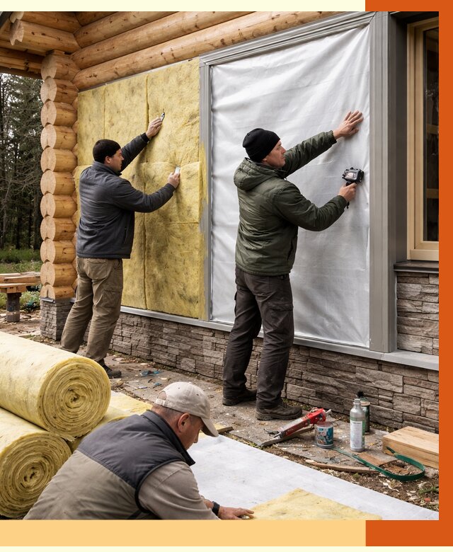 Утепление бревенчатого дома в Узловой от 7792 руб/м2 — заказать под ключ | ТепломастерЗлв