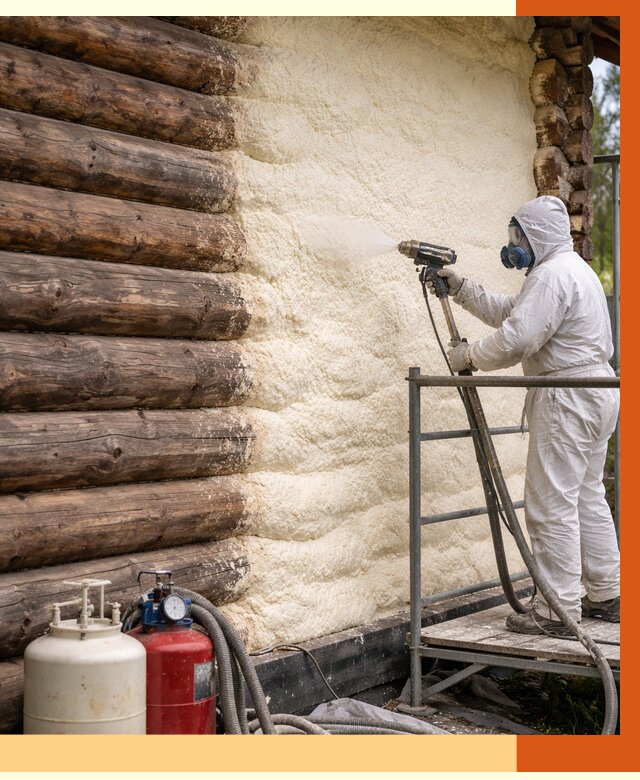 Утепление бревенчатого дома ППУ в Узловой под ключ от 6366 руб. | ТепломастерЗлв