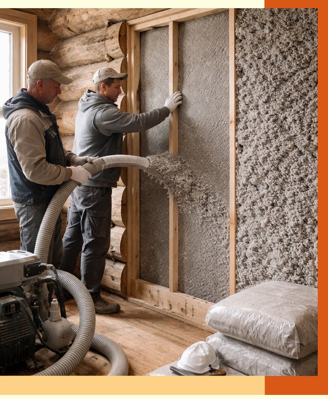 Утепление бревенчатого дома эковатой в Узловой от 2801 руб. | ТепломастерЗлв