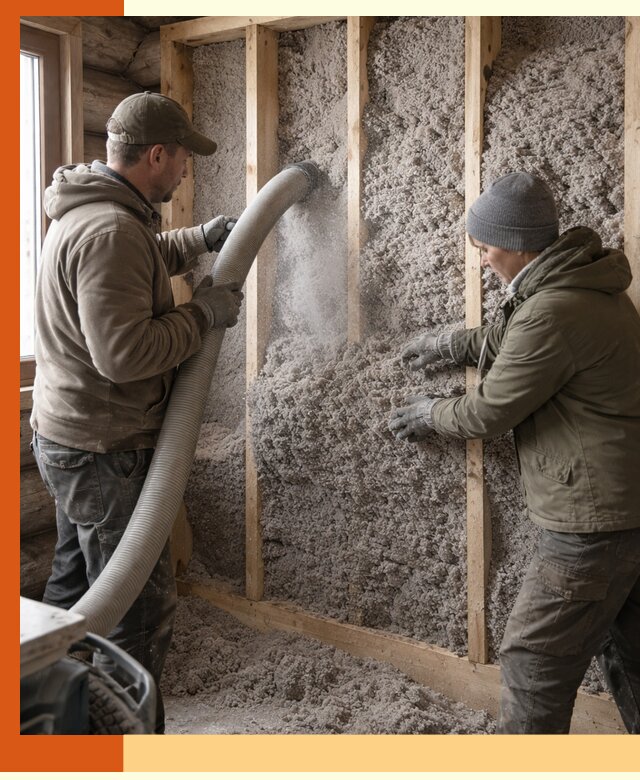 Утепление бревенчатого дома эковатой в Узловой