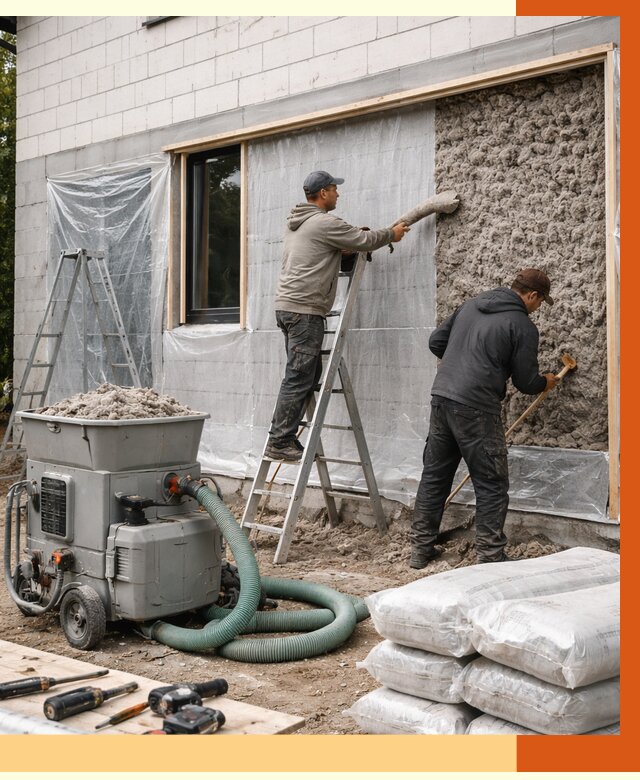 Утепление дома из газобетона эковатой в Узловой от 4583 руб./м2 | ТепломастерЗлв