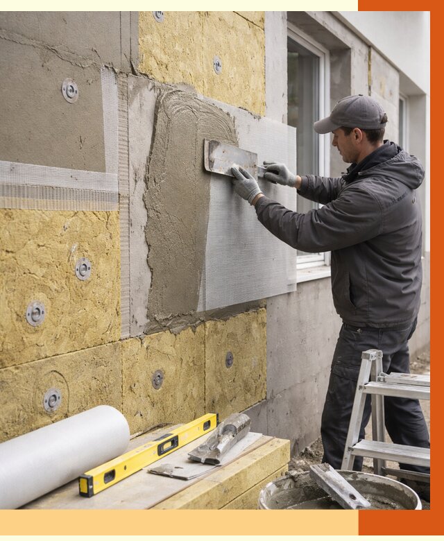 Утепление фасада под штукатурку в Узловой от 4278 руб/м2 — монтаж пенопластом и минватой | ТепломастерЗлв