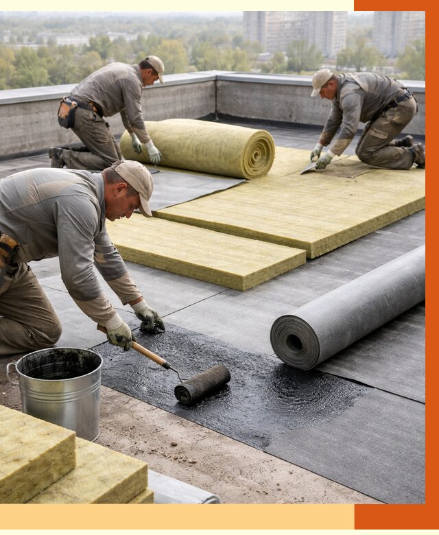 Утепление плоской крыши в Узловой от 7333 руб./м2 под ключ | ТепломастерЗлв