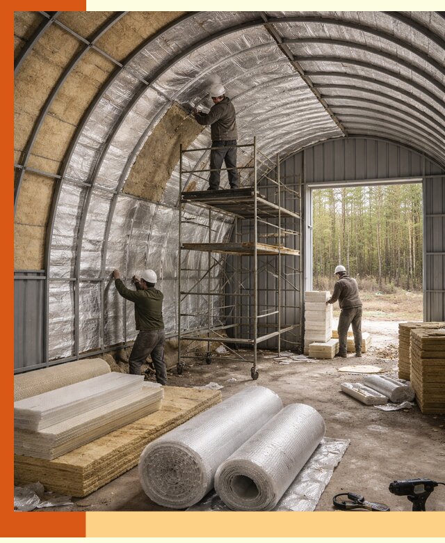 Утепление арочного ангара под ключ в Узловой