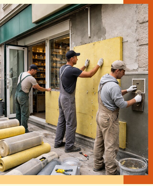 Утепление магазина в Узловой от 4583 руб/м2 — цена, стены и снаружи | ТепломастерЗлв