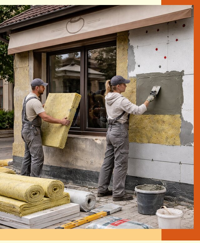 Утепление кафе в Узловой от 4278 руб/м2 — комплексно под ключ | ТепломастерЗлв