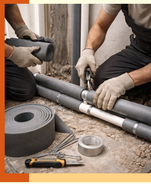 Утепление труб водоснабжения в Узловой — монтаж и защита сети