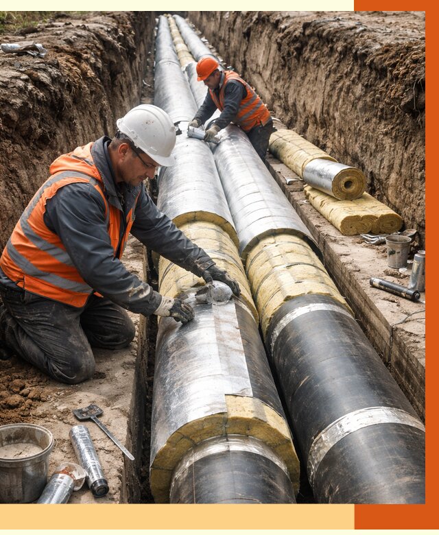 Утепление теплотрассы в Узловой от 4583 руб./м2 — ппу и комплексная изоляция | ТепломастерЗлв