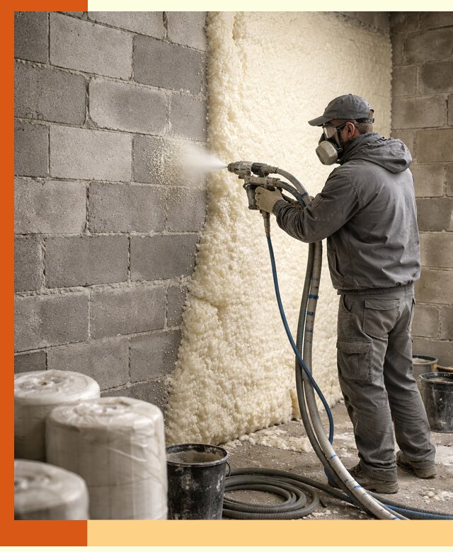 Утепление блочной стены ППУ в Узловой качественно и надёжно