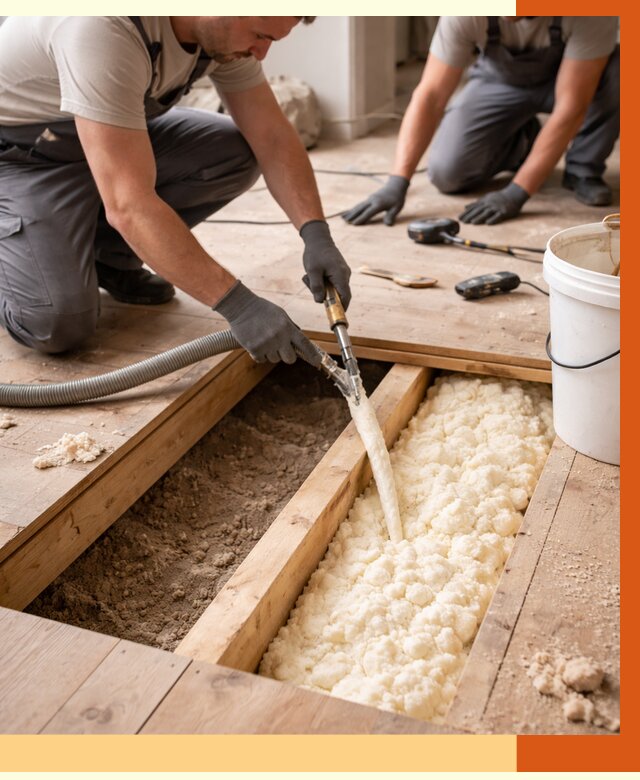 Заполнение пустот пола в Узловой от 2750 руб. — утепление пустот пола под ключ | ТепломастерЗлв