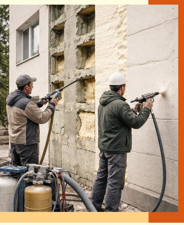 Заполнение пустот фасада в Узловой от 4583 руб. — утепление пустот облицовки | ТепломастерЗлв