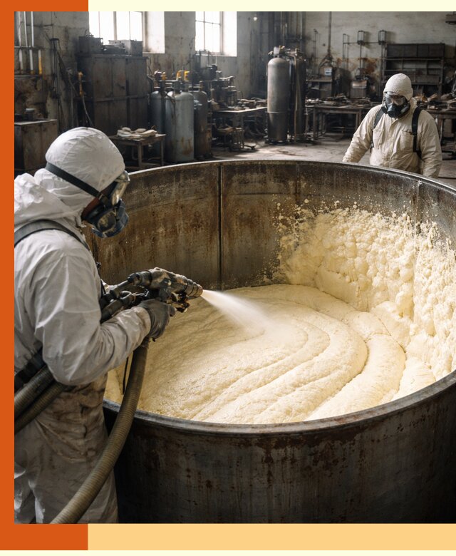 Заливка ппу в емкости с полной изоляцией и герметизацией в Узловой