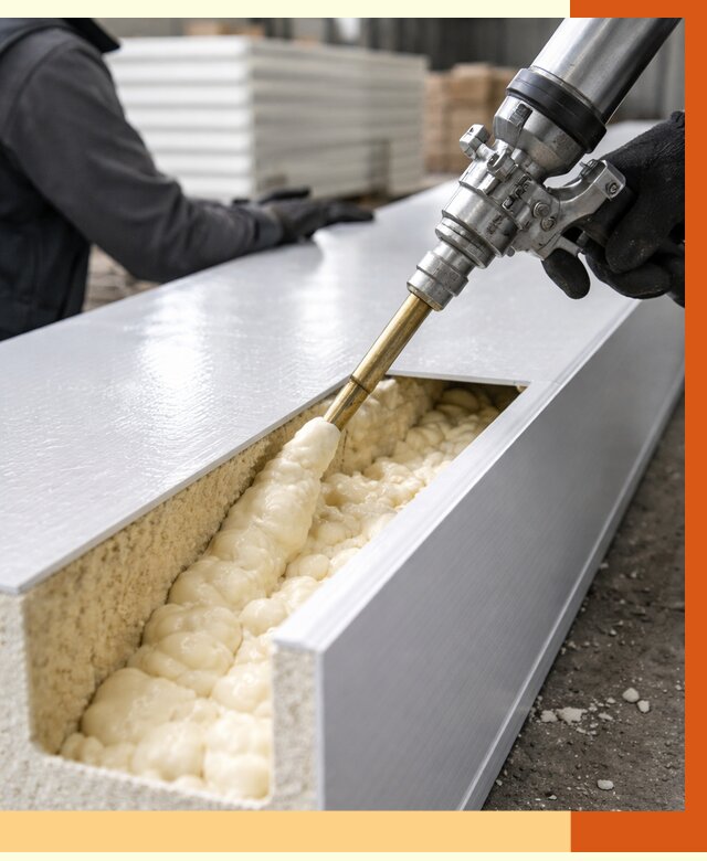 Заполнение пустот холодильных панелей в Узловой от 7639 руб. | ТепломастерЗлв