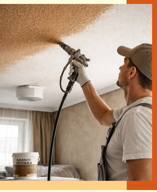 Утепление потолка жидкой пробкой в Узловой от 3565 руб. | ТепломастерЗлв