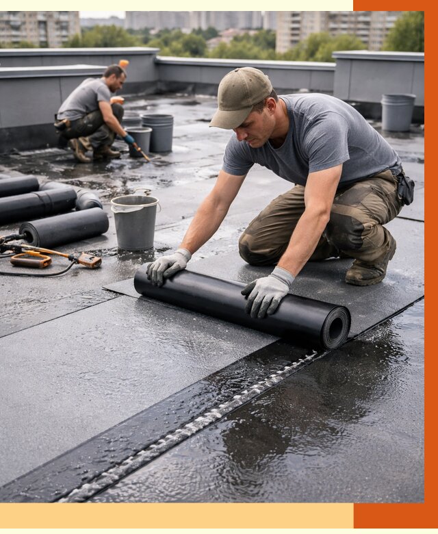 Гидроизоляция плоской кровли в Узловой от 4583 руб./м2 — профессионально | ТепломастерЗлв