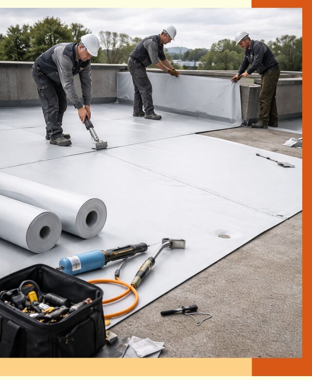 Гидроизоляция мембранной кровли в Узловой от 7639 руб./м² — профессионально | ТепломастерЗлв