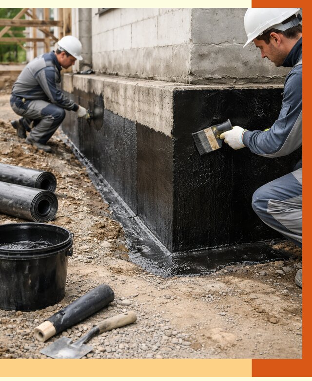 Гидроизоляция фундамента в Узловой от 1273 руб. — профессионально, под ключ | ТепломастерЗлв