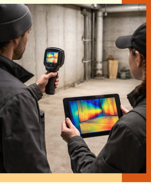 Тепловизионное обследование подвала в Узловой от 4583 руб. — проверка гидроизоляции | ТепломастерЗлв