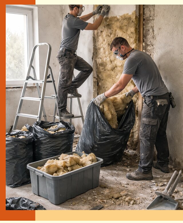 Демонтаж старого утеплителя и вывоз отходов в Узловой